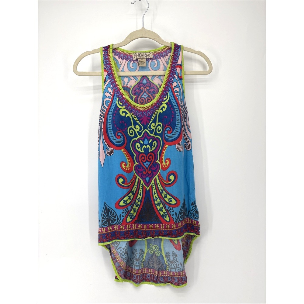 Flying Tomato Boho Tank Women's Medium Sleeveless Racerback Hi Lo Tunic